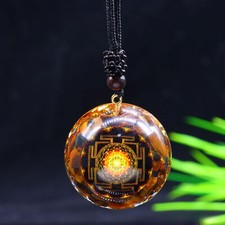 EMF Protection Natural Crystal Orgonite Pendant Necklace 7 Chakra Healing Amulet