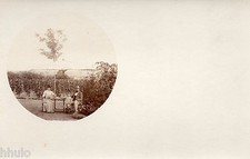 BK599 Vintage Photo Card RPPC Couple Kids Garden Table Terrace