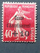 TIMBRE CAISSE D'AMORTISSEMENT semeuse 10c/40c N°266 NEUF * rose