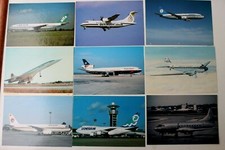 3808 9x Cartes Postales Airlines Avion Corsair Sabena Piémont Olympique Alfa