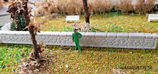 ho lot 4 murs bas pierre  jardin parc 1/87 décor train maquette 56 clôture béton