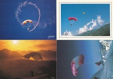 Lot of 4 postcards postcards 10x15cm paragliding paragliding canvas parachute