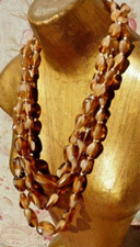 OLD VINTAGE FANCY MULTI-ROW NECKLACE BEADS TWO-TONE GLASS circa 1950