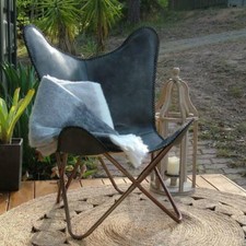 Chaise Papillon En Cuir Noir