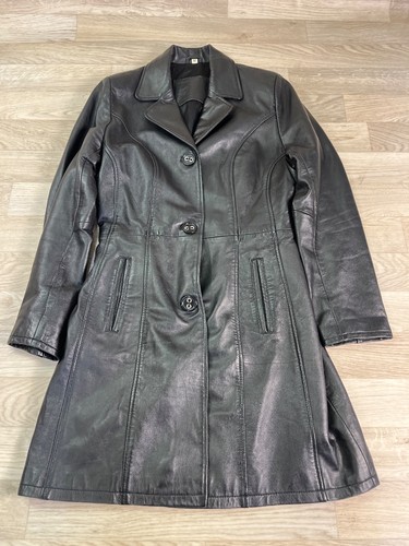Long manteau cuir noir - manteau, en