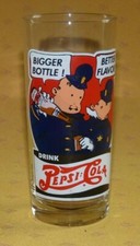 Pepsi Cola Bigger Bottle Glass Better Flavor Pete the Cop Reproduction 1940s