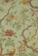 SCHUMACHER CURTAIN FABRIC DESIGN "Arbre Chinois" 2 METRES SAGE 100% LINEN