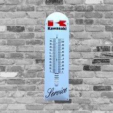 plaque émaillée KAWASAKI moto thermomètre 43 cm  emailschilder