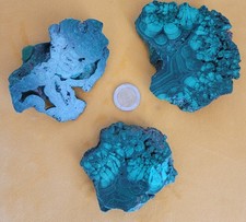 Lot De 3 Malachite Tranche Brut Et Poli Minéraux 850g Les 3
