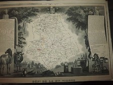 Haute vienne MAP from the NATIONAL ATLAS ILLUSTRIOUS mid 19th century