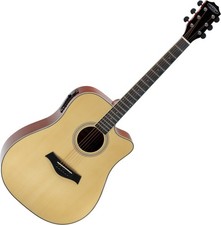 Guitare Electro Acoustique Folk Acajou Dreadnought Naturel 3-Band EQ LED Preamp