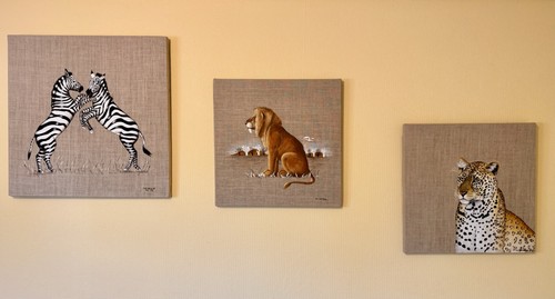 Triptyque tableaux animaliers - tableaux,