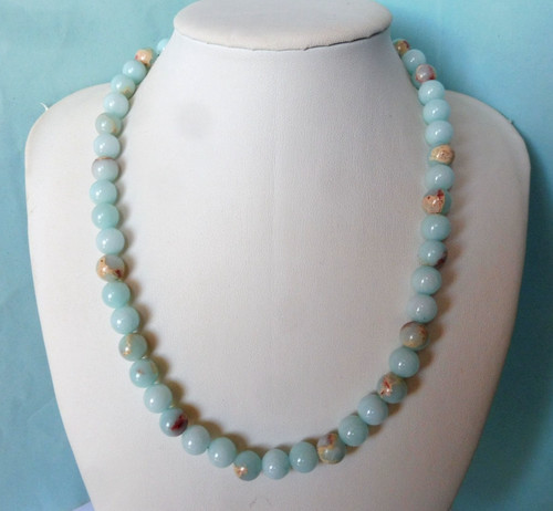 Collier jade bleu - bleu, de