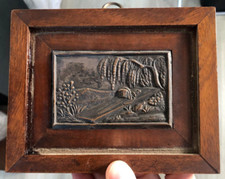 Ancien Cadre XIXème Plaque Métal Tombeau Bicorne Napoléon ?