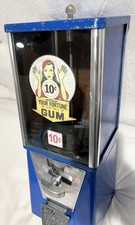 Vintage 17 X 6.5” Your Fortune 10 Cent Metal Gumball Machine With Key