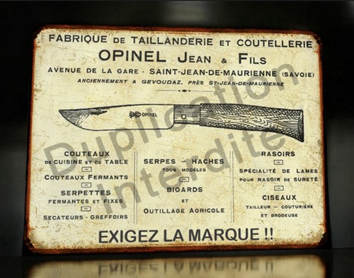 Plaque métal opinel - plaque,