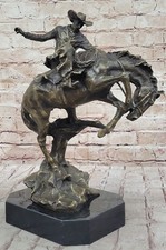 Bronco Buster Par Remington Statue De Cowboy En Bronze À 100% Sur Cheval Western