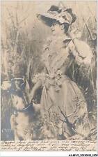 AS#BFP1-0601 - ILLUSTRATOR - woman holding a dog - Great Dane German