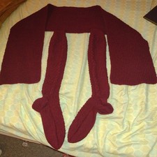 Handmade Style Britain Socks Scarf Burgundy For Men Onesize