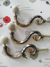 ancienne belle 3 Patères  Art Déco Porte Manteau bronze  verre