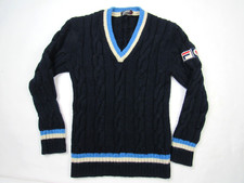 Vtg OG Fila BJ Bjorn Borg Wool Cable Knit Sweater Size 38 Made in Italy 70s 80s