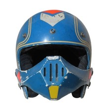ancien casque de moto cross MOTUL années 70 TPC11 bleu 1970 mentonnière pression