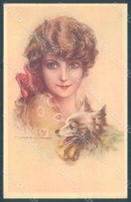 Artist Signed Corbella Glamour Lady Spitz Dog serie 335-1 postcard HR2923