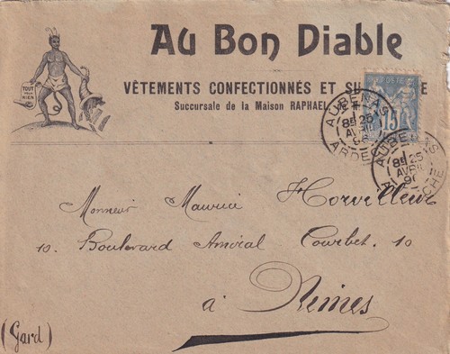 Enveloppe pub 1896 au - 1896, bon