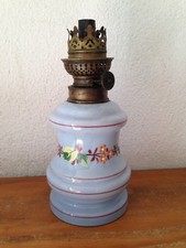 Pied de lampe à pétrole, quinquet en CERAMIQUE EMAILLEE