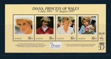 TBL SAINT-KITTS  bloc  hommage à princesse de Galle Diana  de 1998 neuf **