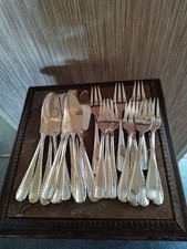 24 Piece Fish Service Goldsmith Silver Metal Silverware Houseware