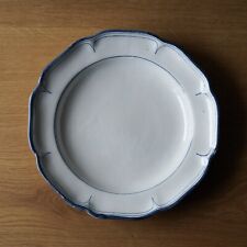Antique white faience plate Moustiers blue edge flowers 24.5cm brand X