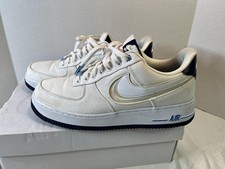 Nike Air Force 1 PRM Shoes Mens Size 10 White Obsidian Canvas DB3541-100 New