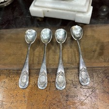 4 old salt shakers / mustard spoons 19th century silver poincon minerva 9cm