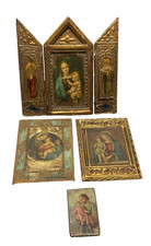 Lot d' ICONES images religieuses  Tryptique et petits panneaux début XXème