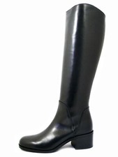 Bottes Femme Noir Coureurs Véritable Cuir Noir Talon Medium 5 CM Made IN Italy