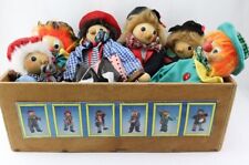 Lot of 6 Antique French Clown Puppets, Wooden Thread Puppets 