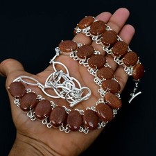 Naturel Pierre de Soleil Précieuse Collier & Bracelet 925 Solide Argent Bijoux