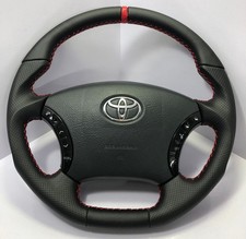 Toyota Prado Land Cruiser Steering Wheel | Spyder Style Black Leather Red Stitch