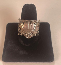 Vintage VOO 925 Mexico Sterling Silver Adjustable Poison Ring Size 8
