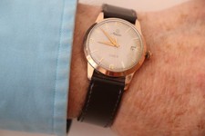 Minerva 1955 Rose Gold-Plated Manual Watch, 34mm Steel Case, Vintage Patina D...