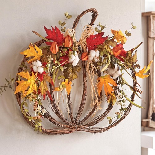 Fall pumpkin wreath front door - fall,