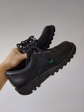 Kickers Kick Lo Classic Shoes Women's Aesthetic Black Leather US-8 UK-6 EUR-39