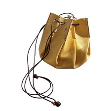 HENRY CUIR Hibou Drawstring Handbag Shoulder Bag Embroidery Vintage Italy Japan