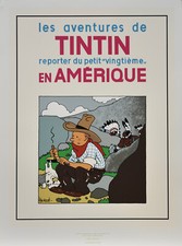 HÉRGÉ . TINTIN . SERIGRAPHIE - Couverture  TINTIN en Amérique