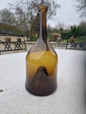 Verrerie Ancienne Grosse Bouteille Jura XVIII ieme En Verre Soufflé  Marron