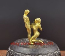 Yellow Solid Bronze Copper Statue Hand Carved Penis Love Man Woman Amulet*