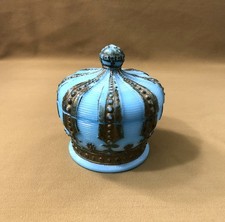 old box / sugar bowl ROYAL CROWN opaline enamelled PORTIEUX VALLERYSTHAL