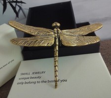 Vintage Decor Solid Brass Copper Dragonfly Figurine Statue Sculpture & Gift Box