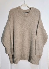 Jenni Kayne Cocoon Sweater Women's XL Oatmeal Alpaca Wool Chunky Knit Pullover